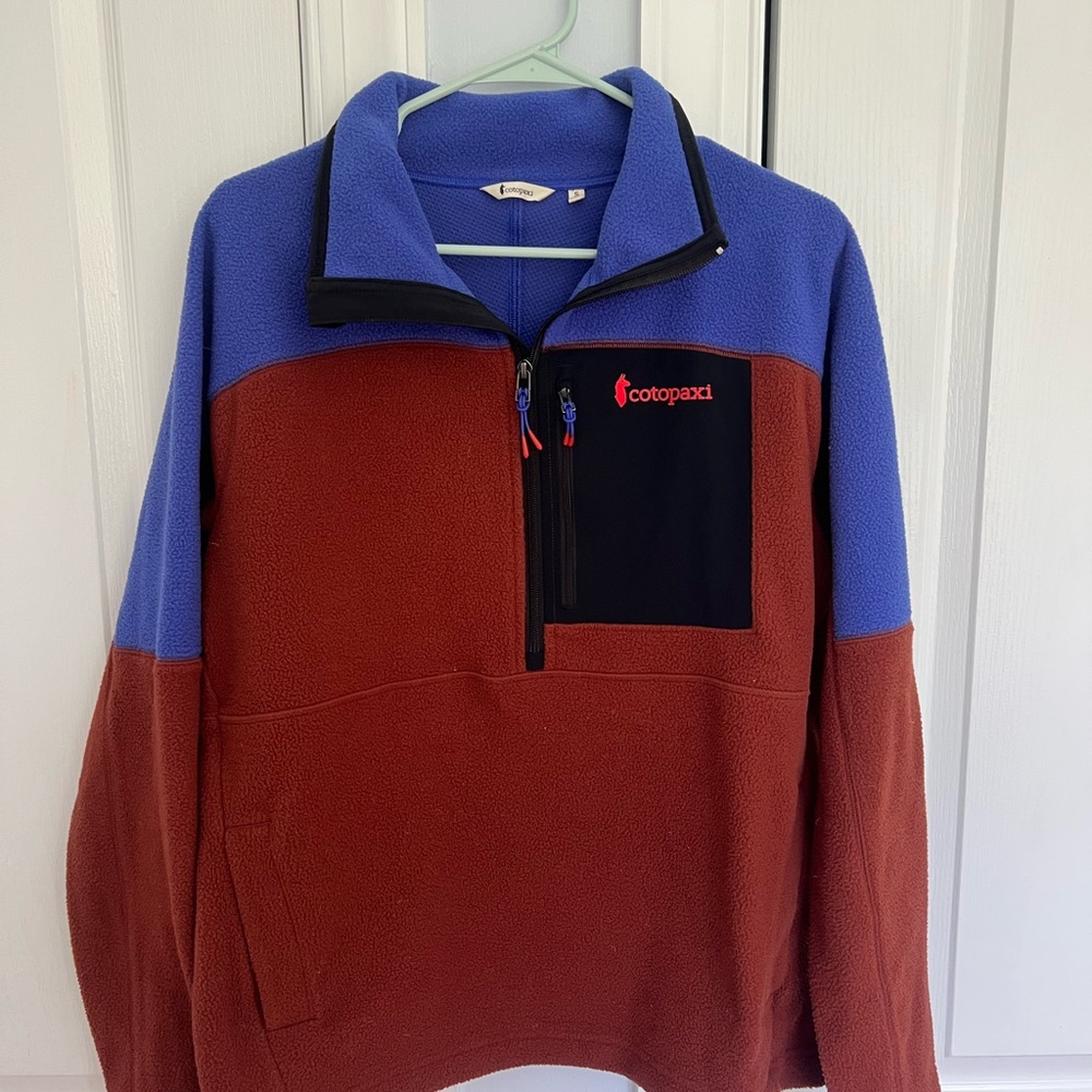 Cotopaxi Zip Up Sweater Blue and Brown Fleece
